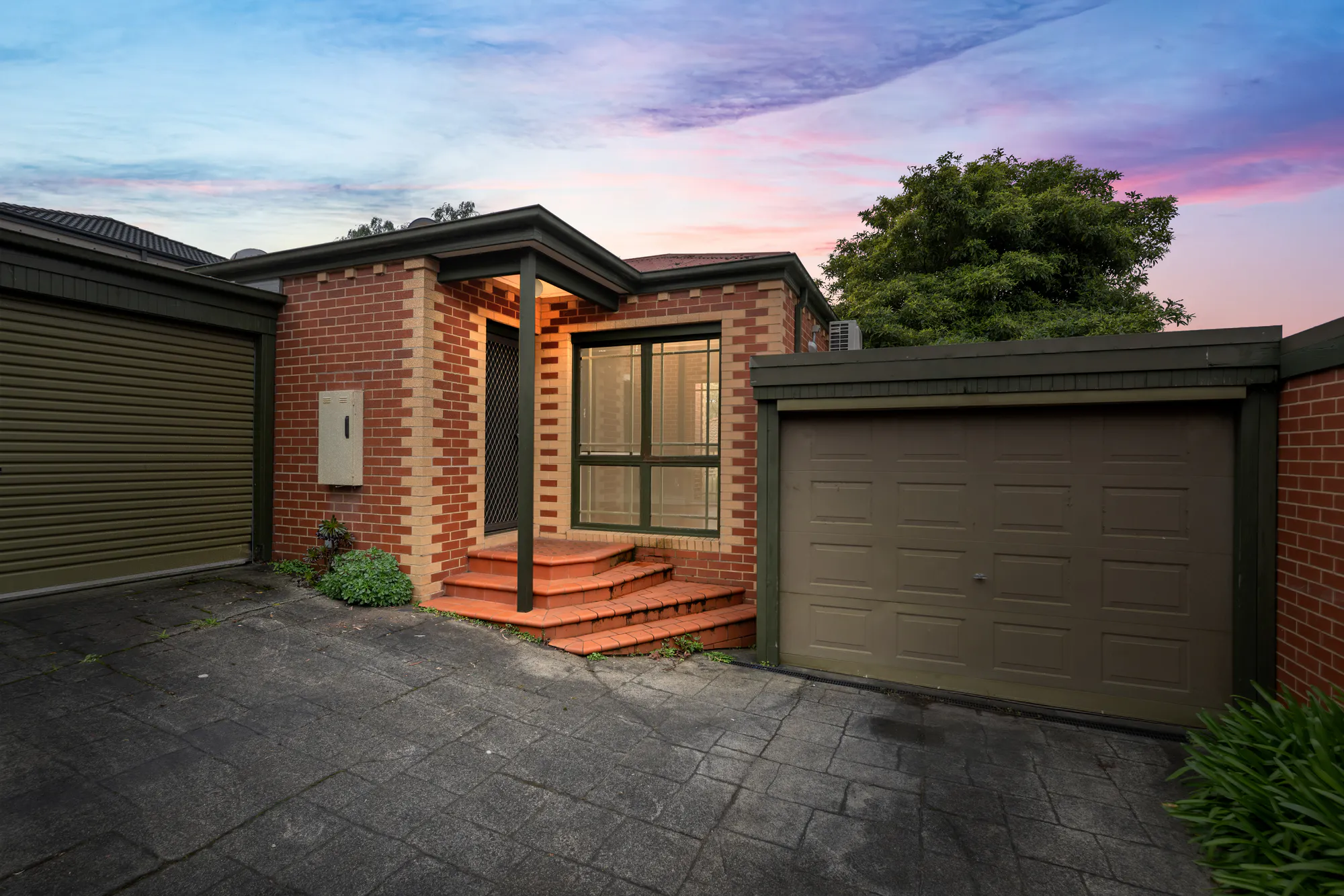Day-to-dusk real estate exterior after editing